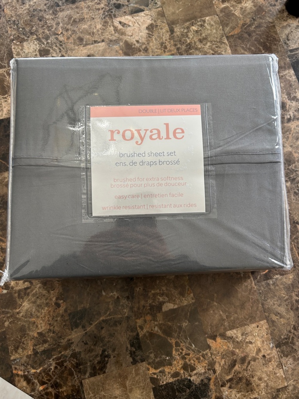 NEW Royale Double Sheet Set - Dark Gray four pieces wrinkle resistant